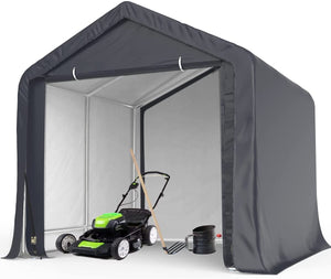 Quictent 8 x 8ft Heavy Duty Outdoor Carport Storage Shed -Grey