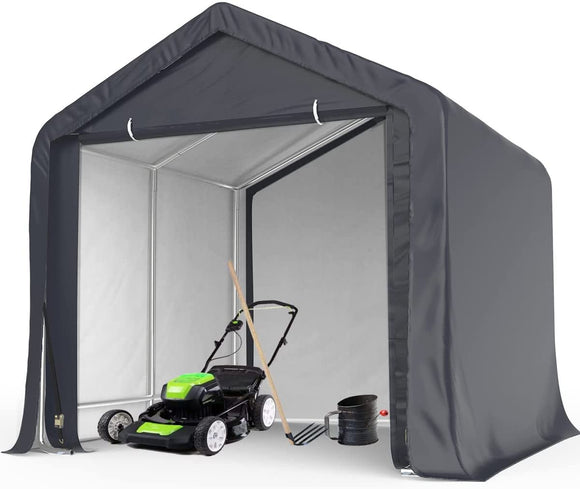 Quictent 8 x 8ft Heavy Duty Outdoor Carport Storage Shed -Grey