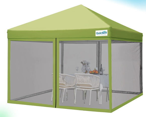 Quictent 8x8 Pop up Canopy Tent with Mosquito Netting Sreen House Room Tent Screened Roller Bag Included (Green)