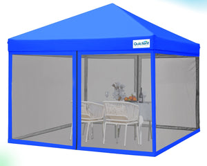 Quictent 8x8 Pop up Canopy Tent with Mosquito Netting Sreen House Room Tent Screened Roller Bag Included, Royal Blue