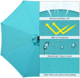 Quictent 9 ft. Market Patio Umbrella-Turquoise