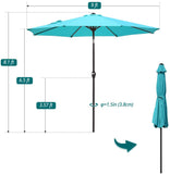 Quictent 9 ft. Market Patio Umbrella-Turquoise