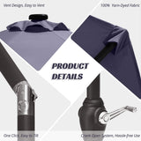 Quictent 9 ft. Solar-Lighted Market Patio Umbrella-Navy Blue