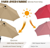 Quictent 9 ft. Solar-Lighted Market Patio Umbrella-Tan