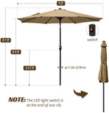 Quictent 9 ft. Solar-Lighted Market Patio Umbrella-Tan