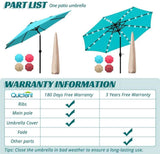 Quictent 9 ft. Solar-Lighted Market Patio Umbrella-Turquoise