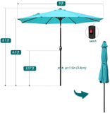 Quictent 9 ft. Solar-Lighted Market Patio Umbrella-Turquoise