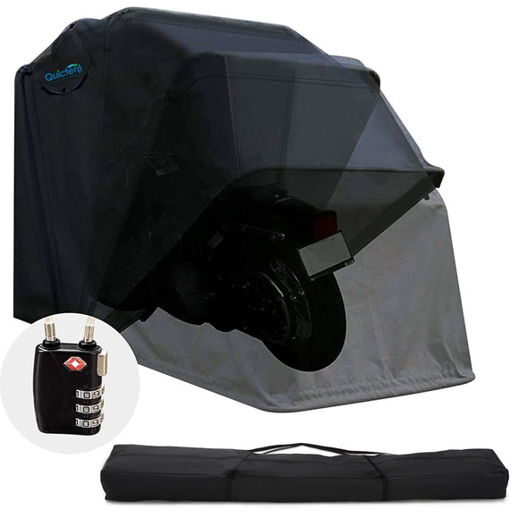 Quictent Heavy Duty Motorcycle Shelter Storage Cover with Code Lock Large Size, Black