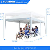 Quictent No-Side Standard 10' x 20' Pop Up Canopy -White