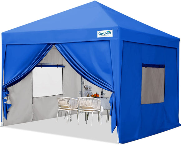 Quictent Privacy 10'x10’Pop up Canopy Tent with Sidewalls Enclosed Instant Gazebo Shelter Waterproof (Royal Blue)