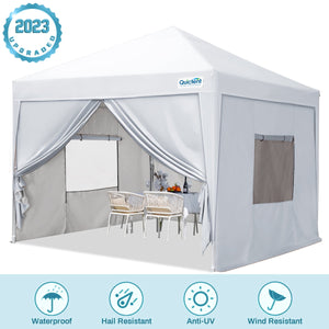 Quictent Privacy 10'x10’Pop up Canopy Tent with Sidewalls Enclosed Instant Gazebo Shelter Waterproof (White)