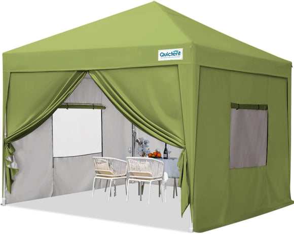 Quictent Privacy 10x10 EZ Pop up Canopy Tent Party Tent Gazebo with Sidewalls -Green