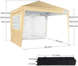 Quictent Waterproof 10x10' EZ Pop Up Canopy Gazebo Party Tent Beige Portable with Removable Sides and Heavy Duty Bag
