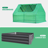 Quictent 49’’x37’’x36’’ Galvanized Steel Garden Bed with Cover-Green