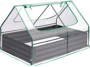 Quictent 49’’x37’’x36’’ Galvanized Steel Garden Bed with Cover-Clear