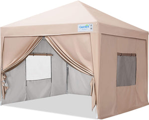 Quictent Upgraded Privacy 8' x 8' Pop Up Canopy-Beige