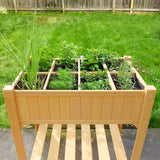 Quictent 35’’x24’’x35’’ 8 Grids Raised Wooden Garden Bed with Legs