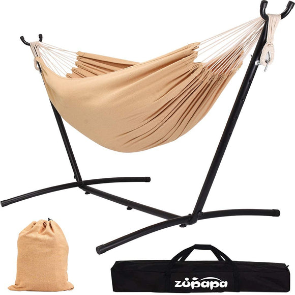 Zupapa 10' Double Hammock With Stand & Bag-Sand