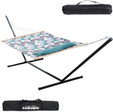 Zupapa 15' Spreader Bar Hammock With Pillow, Stand & Bags-Green/Gray