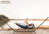 Zupapa 15' Spreader Bar Hammock With Pillow, Stand & Bags-Green/Gray