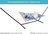 Zupapa 15' Spreader Bar Hammock With Pillow, Stand & Bags-Green/Gray