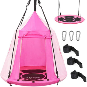 Zupapa 40" Saucer Tree Swing With Tent & Hardware-Pink