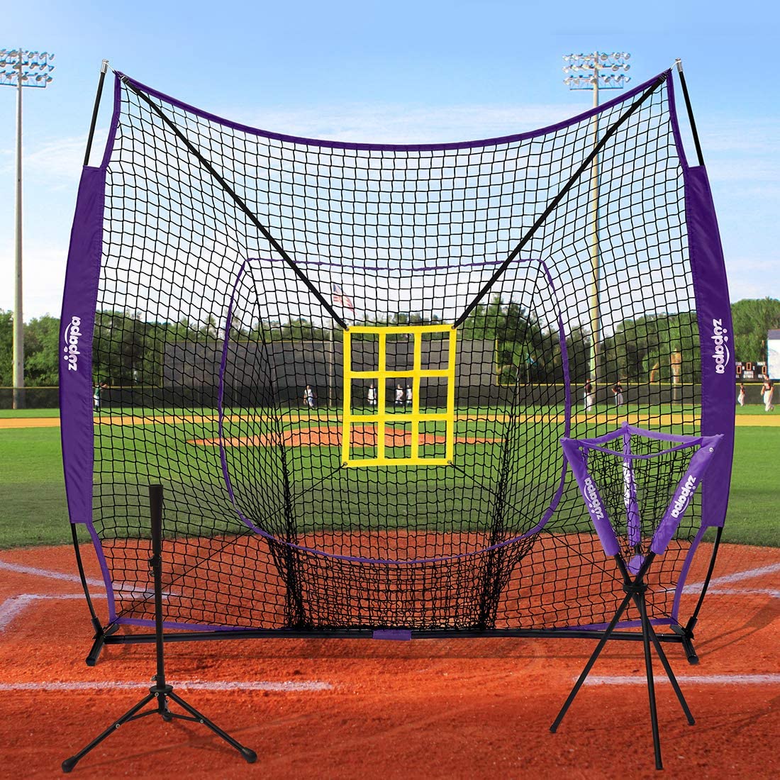 Zupapa 7' x 7' Baseball Practice Net Set-Purple – Brandline