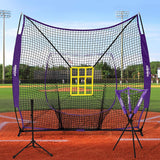 Zupapa 7x7 Feet Baseball Softball Hitting Pitching Net Purple