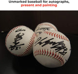 unmarked baseball for autographs, present and painting