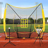 Zupapa Baseball Softball Practice Combo - 7 X 7 Feet Net Yellow