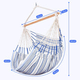 Zupapa Hanging Rope Hammock Chair-White Blue Stripe