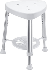 OasisSpace Adjustable Corner Shower Chair with Storage Tray, Triangle Spa Seat Anti-Slip Waterproof