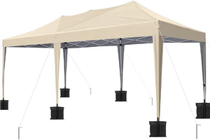 Quictent No-Side 10' x 20' Heavy Duty Pop Up Canopy-Beige