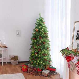 OasisCraft 4.5FT Prelit Christmas Tree - Festively Adorned with 150 Clear Lights and Realistic 452 Thicken Tips, Hinged Design