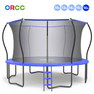 ORCC Trampoline-ASTM and CPSIA Approved-16ft 15ft 14ft 12ft 10ft Kids Recreational Trampolines with Enclosure Net Ladder Safe Bounce Outdoor Backyard Trampoline for Kids