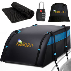King Bird 20 Cu.ft Roof Cargo Bag 100% Waterproof Rooftop Carrier Fit All Cars with/without Rack Accessories RCB-003