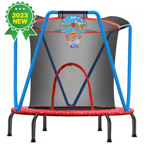 Zupapa Small Trampolines No-Gap Design with Basketball Hoop Mini Trampoline for Kids Children Baby Age 2-8,54inch,66inch