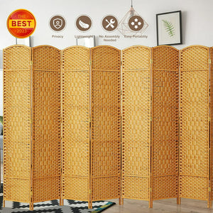 JOSTYLE Room Divider 6ft Tall Extra Wide Privacy Screen, Folding Privacy Screens with Diamond Double-Weave Room Dividers Freestanding Room Dividers Privacy Screens(Yellow, 8-Panel)