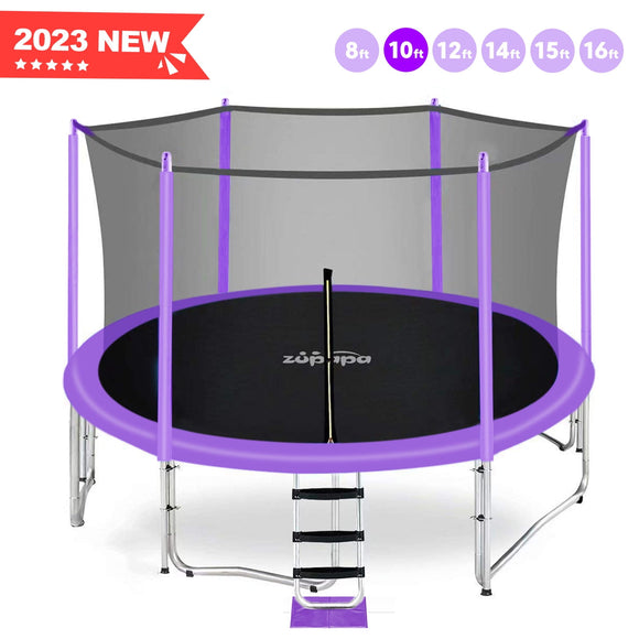 Zupapa 16 15 14 12 10 8FT Kids Trampoline 425LBS Weight Capacity with Enclosure net Safety Pad Jumping Mat Spring Include All Accessories Outdoor Backyard Trampoline