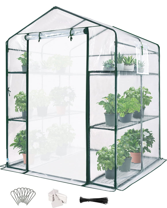 Quictent Greenhouse Screen Door and Windows, 3 Tiers 6 Shelves 56