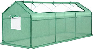 Quictent Mini Greenhouse 95"W x 36"D x 36"H, Garden Planter Hot house Portable Green house with 2 Meshed Windows & Large U-Shaped Zipper Screen Door (Green)