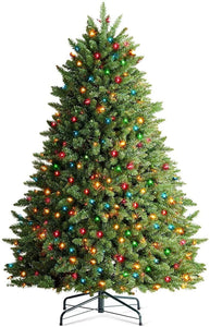 OasisCraft Pre-lit Multi-Color Christmas Tree, Premium Hinged Blue Spruce Artificial Christmas Tree, 9ft Full Xmas Tree with 1200 Color Lights (Color Light, 9FT)
