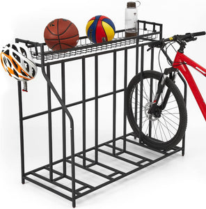 HEALTH LINE PRODUCT 4 Bike Stand Rack, Indoor Bike Storage, Bicycle Rack for Garage - Metal Stability Floor Bicycle Station for Parking Mountain/Road/Hybrid/Electric/Fat/Kids Bikes & Scooters