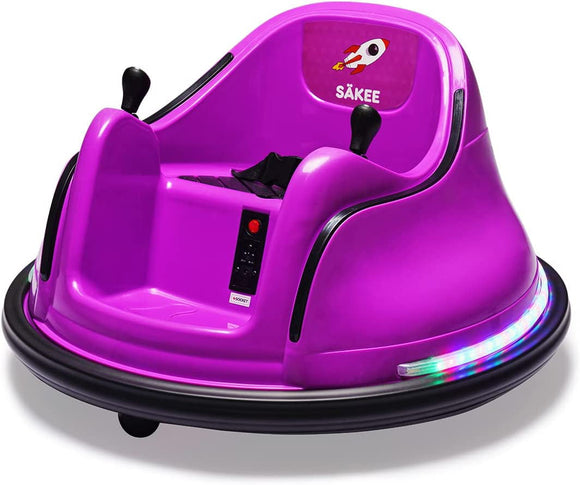 12V Electric Ride On Bumper Car for Kids & Toddlers 1.5-8 Years Old, DIY Sticker Baby Toy Gifts W/Remote Control, LED Lights & 360 Degree Spin, ASTM Certified 66 LBS Weight Capacity