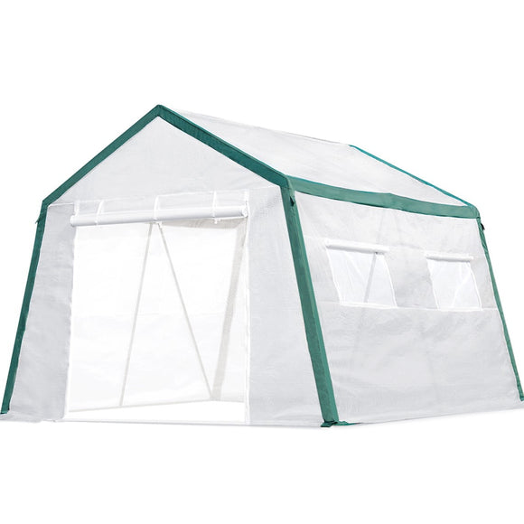 Quictent Large Walk-in Greenhouse 10'x10'x8', Upgraded Oxford Cloth Seam Reinforced PE Cover, Sturdy Portable Peak Rooftop Hot House for Outdoors, White