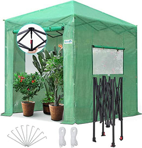 Quictent 8x6 FT Pop-Up Greenhouse Instant Walk-in Green House, Portable Hot House for Outdoors Gardening Canopy Plants Shed, Green