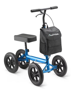 Auitoa All Terrain Knee Walker - Aluminum Steerable Scooter Knee Cycle with Adjustable Height and Length, Crutches Alternative for Foot Injuries Ankles Surgery, Blue