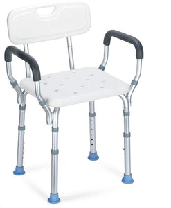 Oasisspace Heavy Duty Shower Chair with Back - Adjustable Medical Bathtub Chair with Arms for Handicap, Disabled, Seniors & Elderly