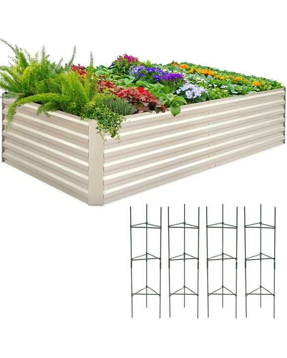 Quictent Galvanized Raised Garden Bed 8x4x2 Ft Tall Garden Bed Extra Height 22.04