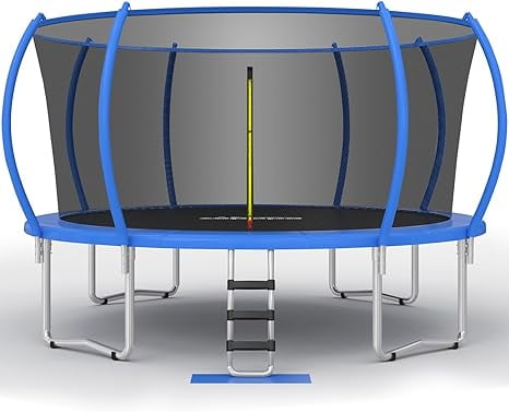 Zupapa No-Gap Design 15 14 12 10FT Trampoline for Kids with Safety Enclosure Net 450LBS Weight Capacity Outdoor Backyards Trampolines for Children